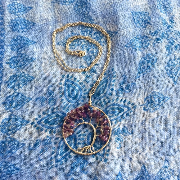 Artisan Jewelry - *SOLD*    Silver Wrapped Amethyst Tree Pendant
